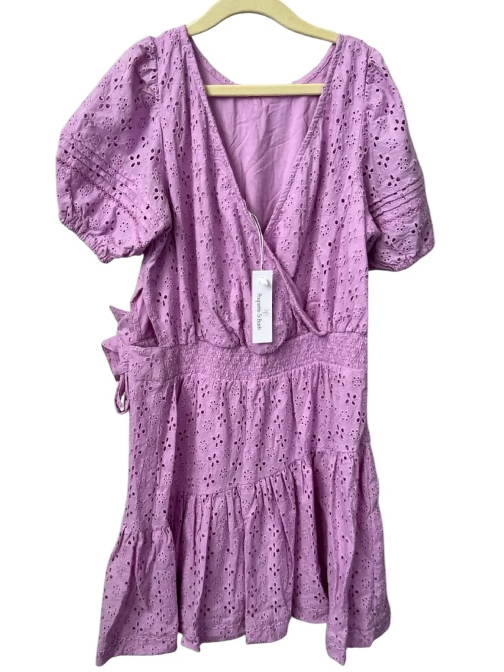 Poupette St. Barth Chantal Lilac Eyelet Mini Dress Size 12